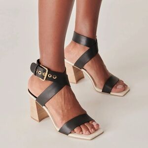 Dolce Vita Paytin Heeled Sandal Black Leather Size 7